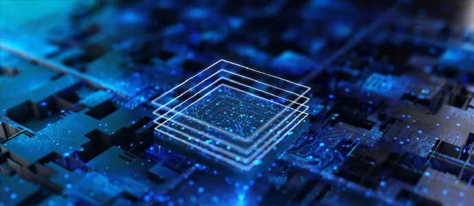 processor chip, tech environment, blockchain concept